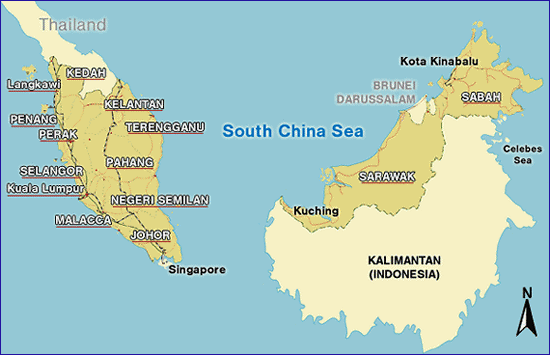 Карта Малайзии 